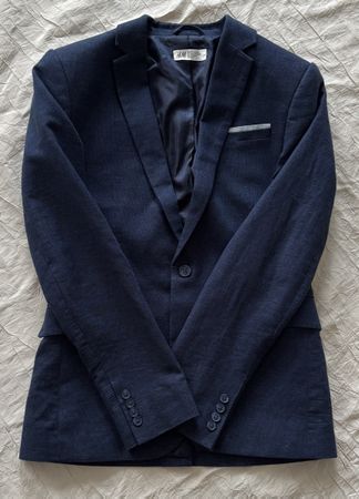 H\&M Sommerblazer dunkelblau Leinenoptik